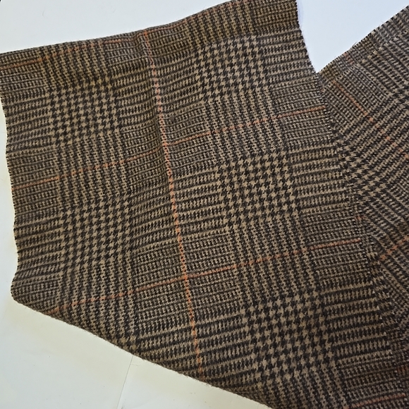 100% Cashmere Scarf Club Room Dark Check Print 12x57 - Picture 3 of 6